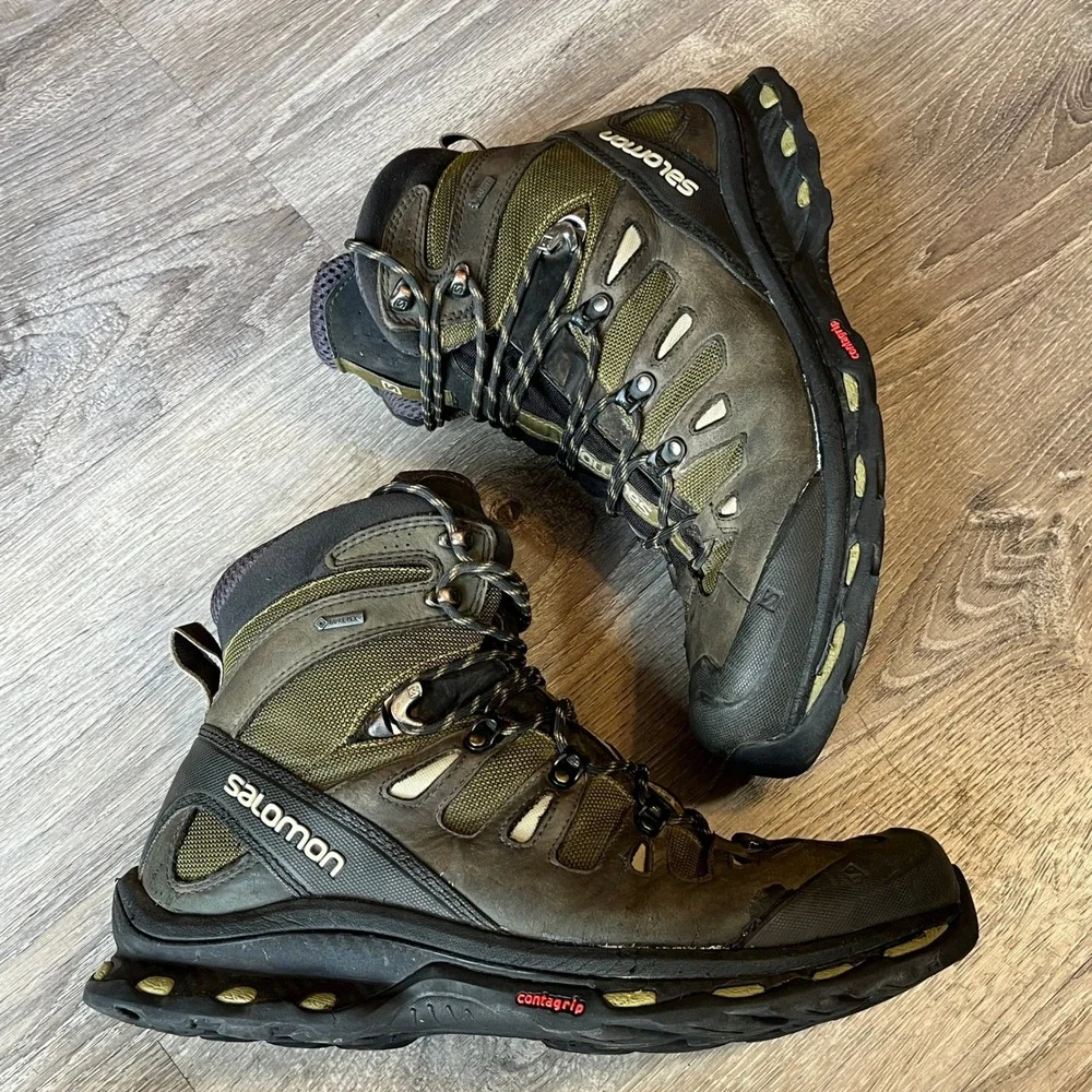 Salomon Quest 4D GTX Hiking Tactical Boots Mens 11.5 Olive Brown Gore-Tex 373259